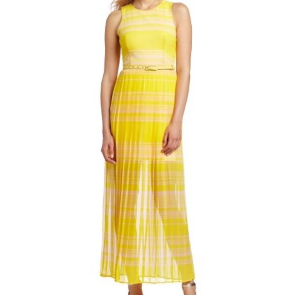 French Connection London Rock Yellow Pleated Maxi Dress – Size 8 - Picture 1 of 9